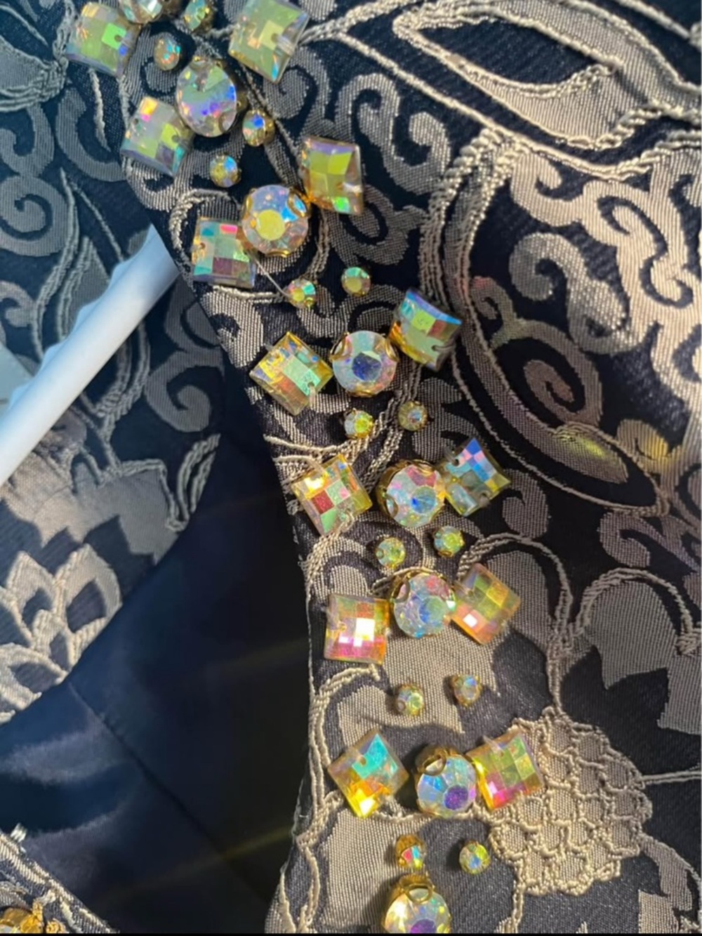 Embellished Floral Brocade Jacket - Gold & Black - Picture 8 of 8